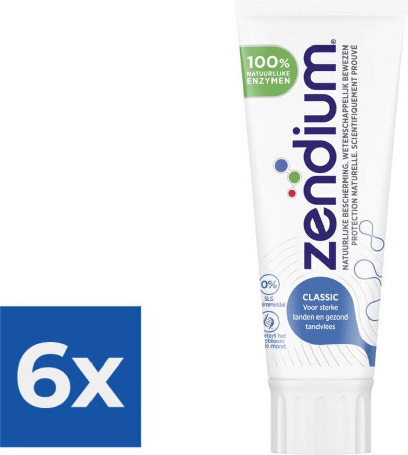 Zendium Tandpasta Classic 75 ml Voordeelverpakking 6 stuks