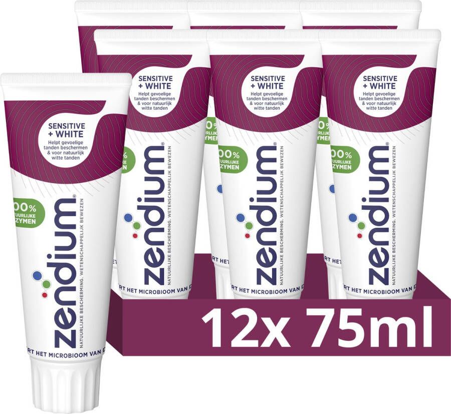 Zendium Tandpasta Sensitive+White met 100% natuurlijke enzymen 12 x 75 ml