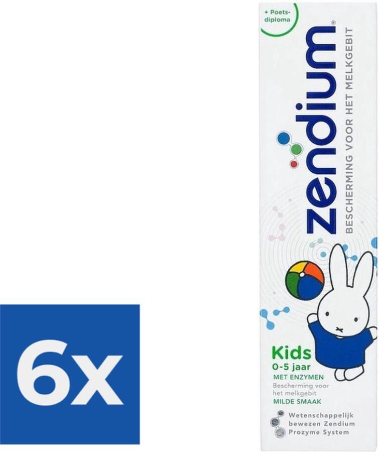 Zendium Kids 0-5 jaar 75 ml Tandpasta Voordeelverpakking 6 stuks