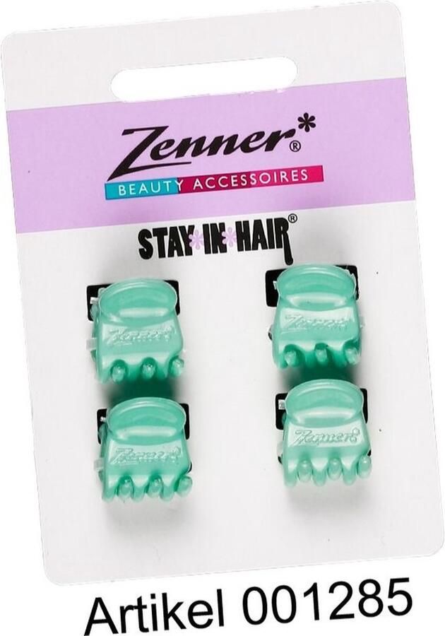 Zenner stay in hair haarklemmen 4 haarklemmetjes haarclips haarspeldjes mint groen pastel