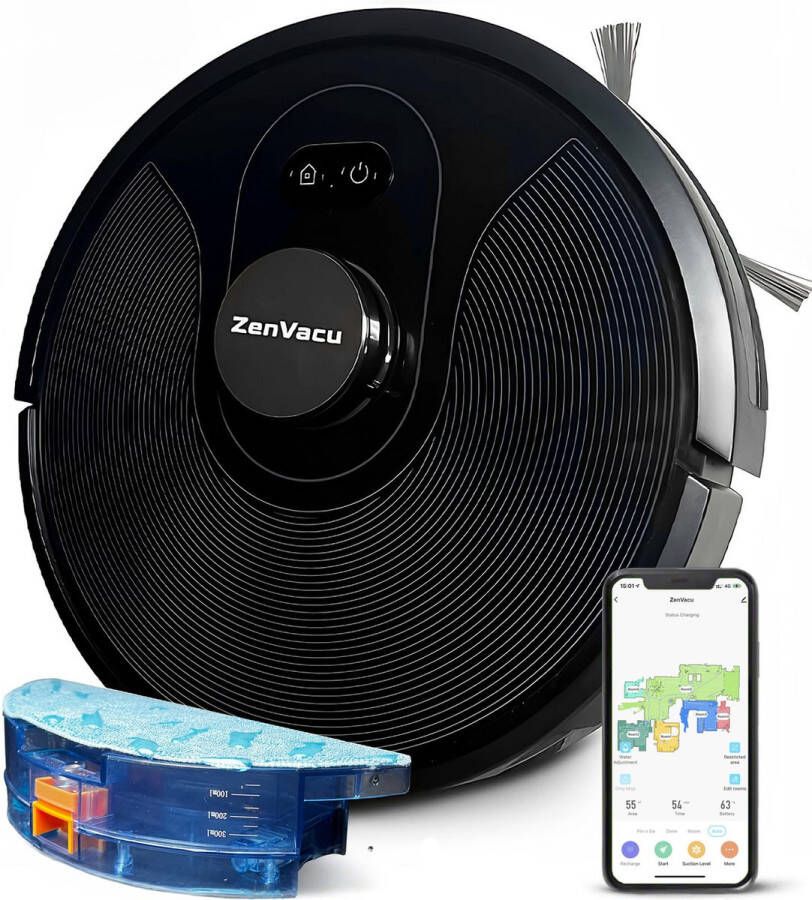 ZenVacu G8 Robotstofzuiger Dweilstofzuiger Robotstofzuiger met Laadstation Robotstofzuiger met Dweilfunctie Robotstofzuigers Robotstofzuiger Huisdieren Laser Navigatie