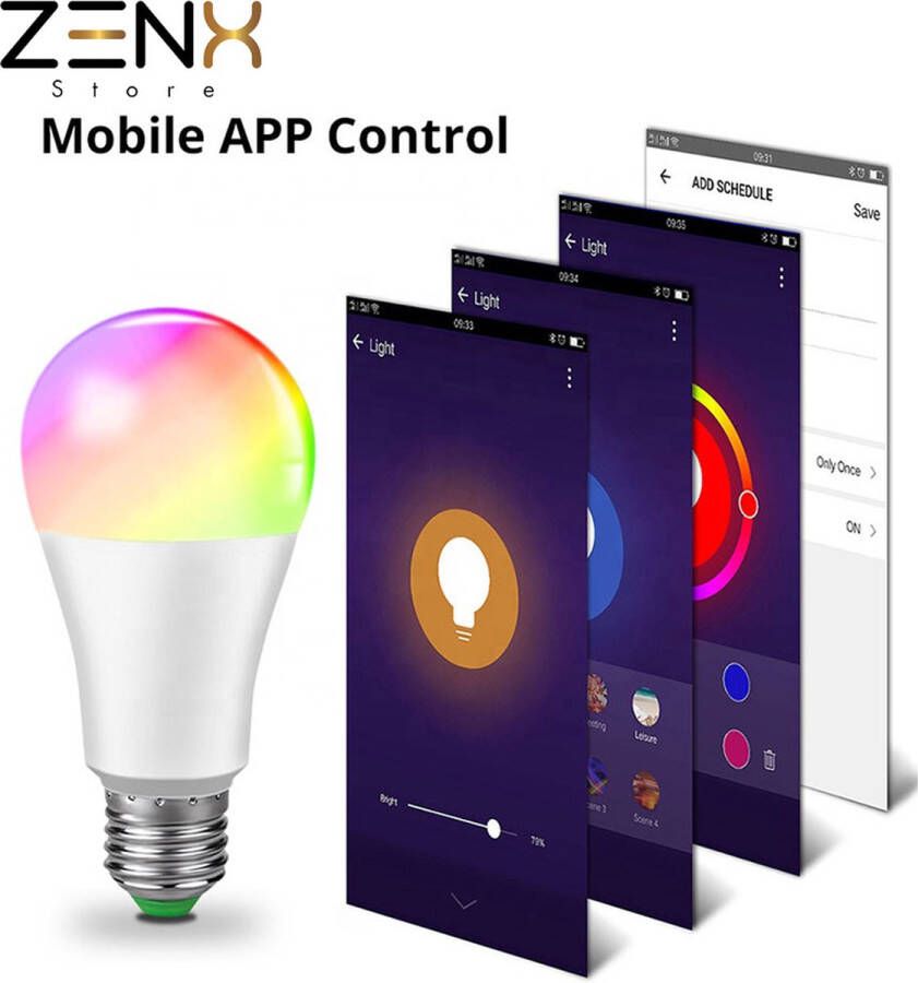 ZenXstore Smart Led Bulb RGB 5050 voor IPHONE en ANDROID Happy Lighting- Slimme Led Lichtbron Bluetooth RGBCW Multicolor Smart Light Bulbs Equivalent 100W Lamp Met Timing 13W 1300 Lumen 2900K-6000K E27