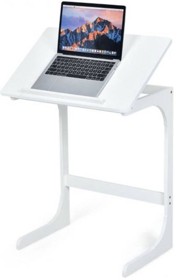Zenzee Bijzettafel Laptoptafel Laptopstandaard Eettafel Klapbaar Voor Bank of bed B60 x H70 x D40 cm Wit