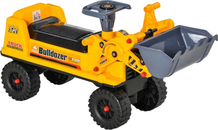 Zenzee Graafmachine speelgoed Loopauto Loopwagen Bulldozer geel zwart grijs 70 x 26 x 37 cm