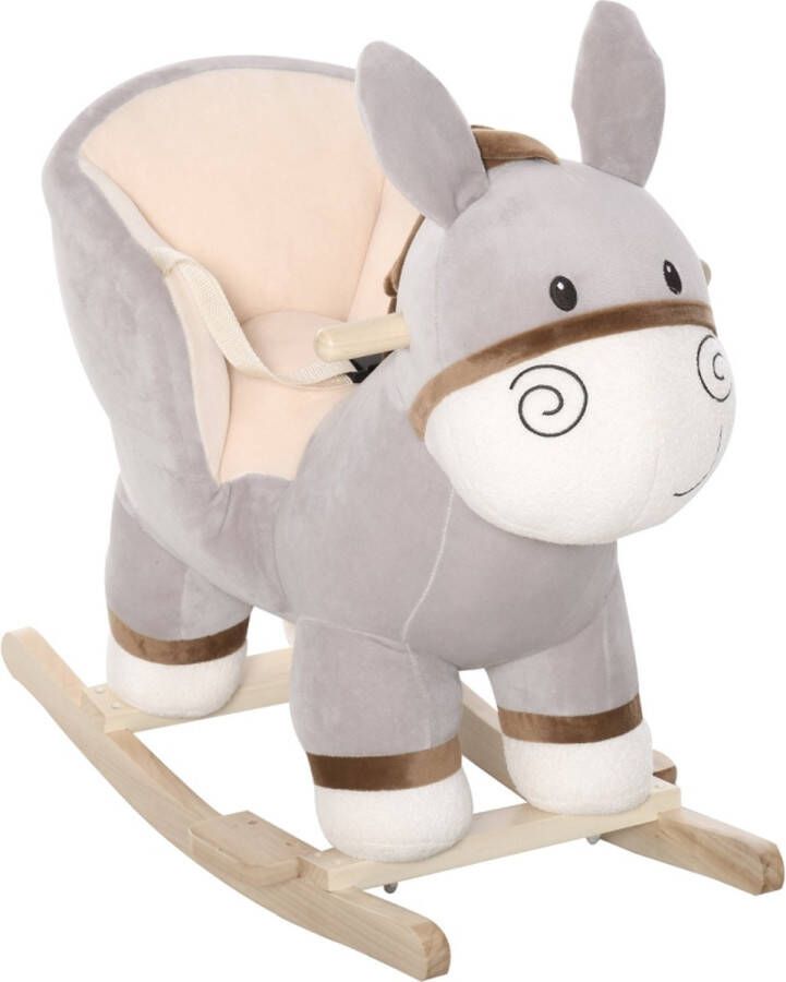 Zenzee Hobbeldier Hobbelpaard Schommelpaard Schommelstoel voor Kinderen Speelgoed Grijs 61 x 34 x 58 cm