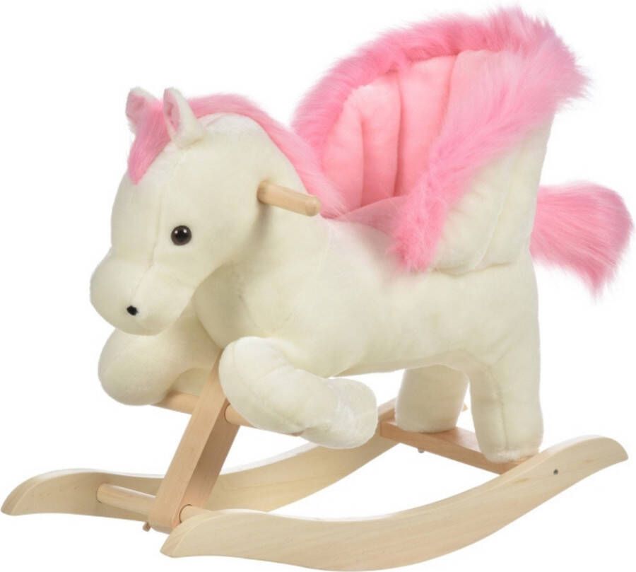 Zenzee Hobbeldier Hobbelpaard Schommelpaard Schommelstoel voor Kinderen Speelgoed wit roze 70 x 28 x 57 cm
