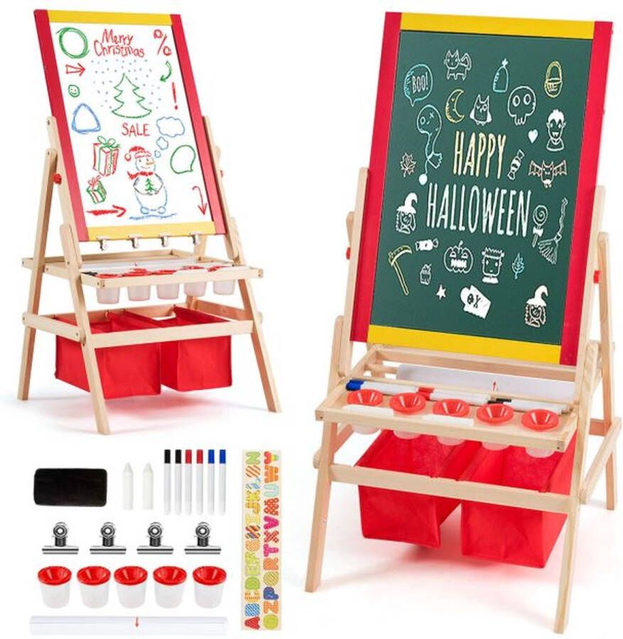Zenzee Krijtbord Tekenbord Whiteboard Voor Kinderen Educatief Speelgoed Hout 53 x 52 x 106 5 cm