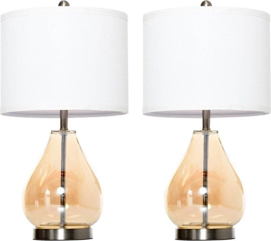 Zenzee Tafellamp set van 2 Lamp Leeslamp Tafellamp slaapkamer Lamp nachtkastje Nachtlamp Bureaulamp Glas Ø30 x 56H cm