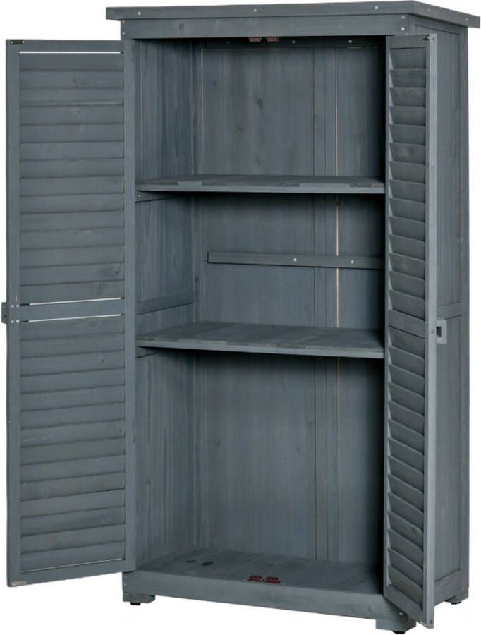 Zenzee Tuinkast hout Opbergkasten met deuren Tuinhuis Tuinschuur Schuur voor gereedschap Grijs 87 x 46 5 x 160 cm