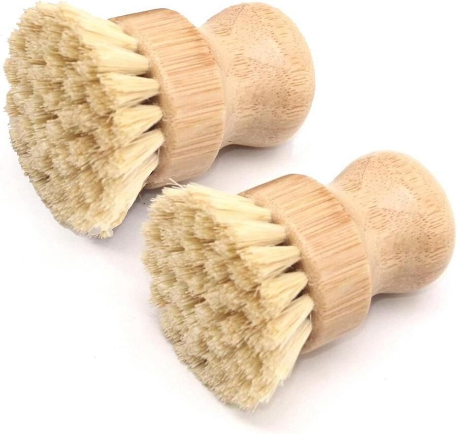 ZephyrHome 2 keukenschuurborstels afwasborstel natuurlijk sisal ronde houten keukenborstels met natuurlijke borstels milieuvriendelijke reinigingsborstels voor potten pannen servies en meer