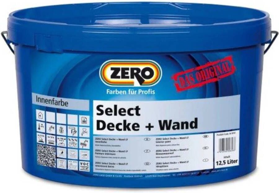 Zero Select Decke + Wand muurverf 12.5 liter Gebroken wit