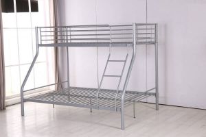 Zetelsenbedden.be Stapelbed Trio Hoogslaper Metalen 3 90x200 en 140x200 Grijs