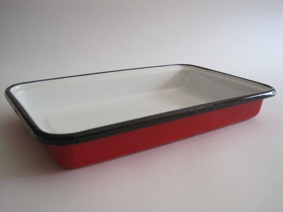 Zevenburgen Emaille ovenschaal 35 x 20 cm rood gespikkeld