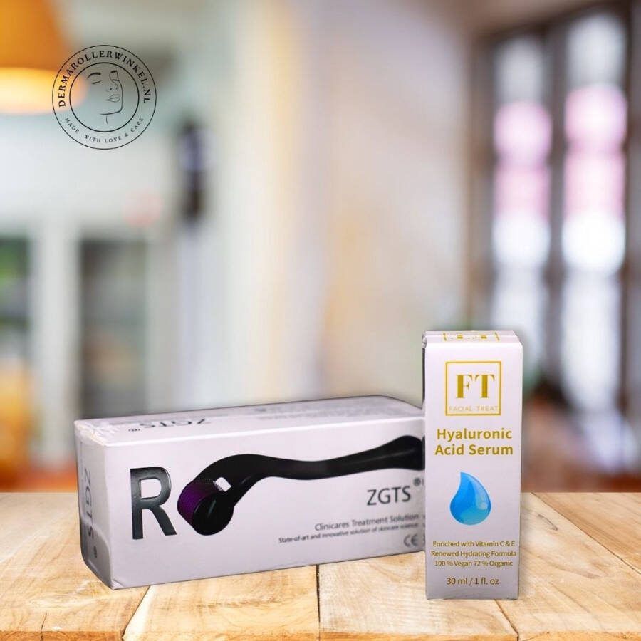 ZGTS Dermaroller 540 + Gratis Hyaluronzuur Serum 1.0 MM Inclusief GRATIS Hyaluronzuur Serum 30 ml Huidroller Microneedling Dermarolling Gezichtsroller