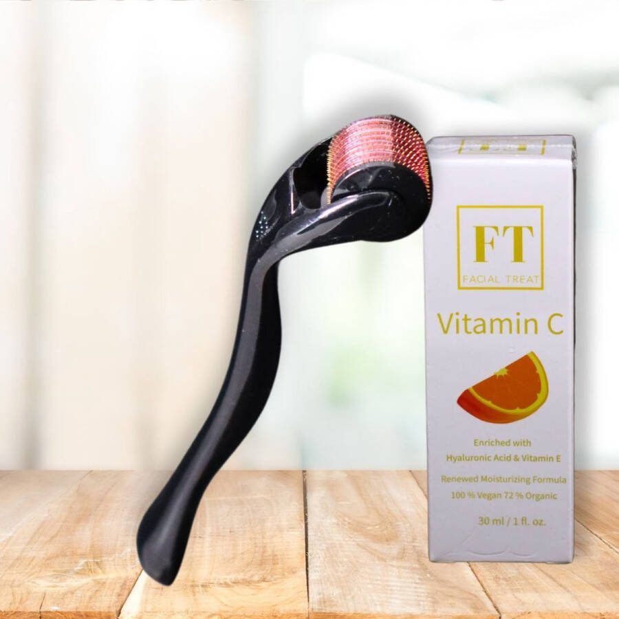ZGTS Dermaroller 540 + Gratis Vitamine C Serum 0.5 MM Inclusief GRATIS Vitamine C Serum 30 ml Huidroller Microneedling Dermarolling