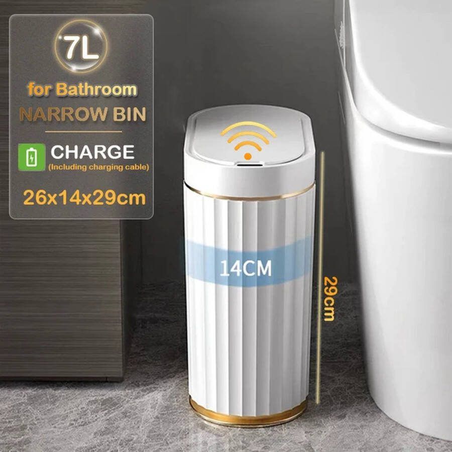 Zhejiang Sensor Prullenbak Slimme Prullenbak voor Keuken Badkamer Toilet Inductie Prullenbak Goud
