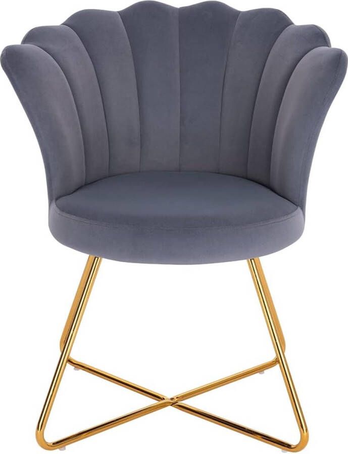Zhs Fauteuil met fluwelen bekleding en metalen poten Kleur Goud Chroom Gestoffeerde stoel met hoge dichtheid Ergonomische zitting Vintage design 69 x 64 x 80 cm (grijs)