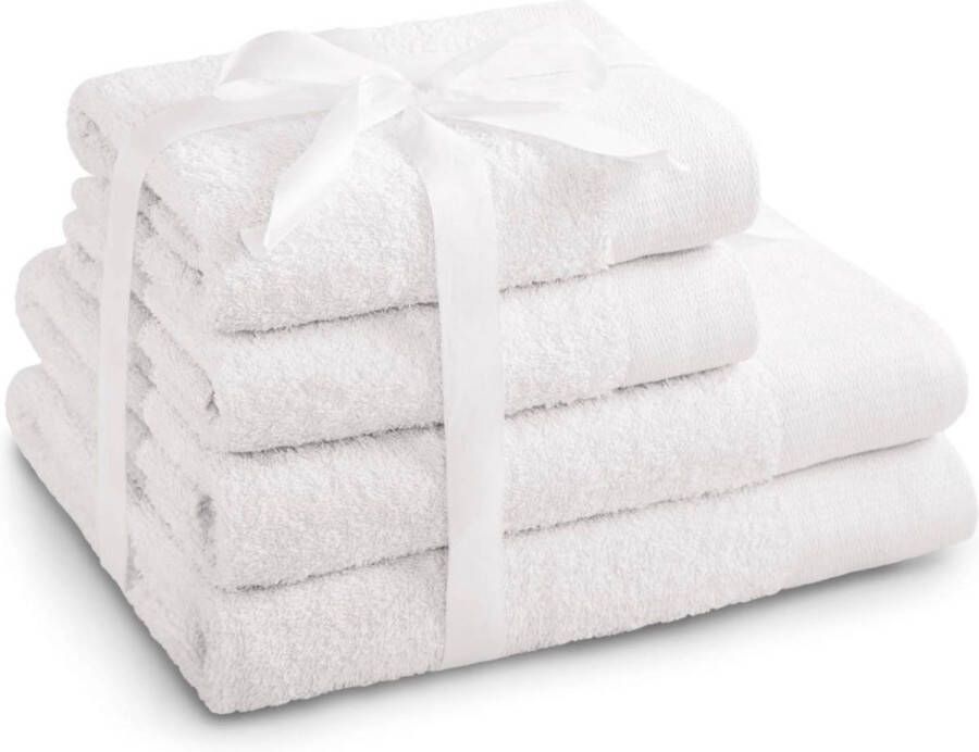 Zhs handdoekenset wit 2 handdoeken 50x100cm en 2 douchedoeken 70x140cm 100% katoen kwaliteit absorberend