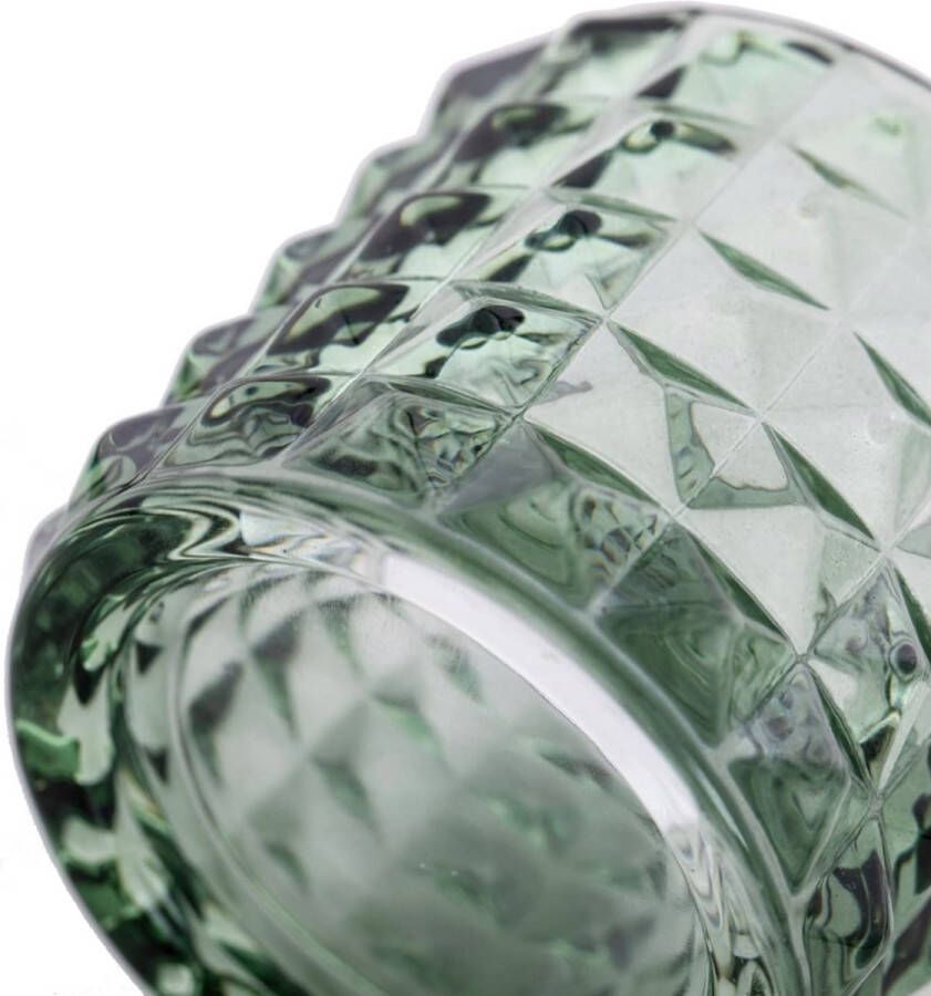 Zhs Theelichthouder van glas kandelaar theelichtglas 7x6 5cm Malaga flesgroen