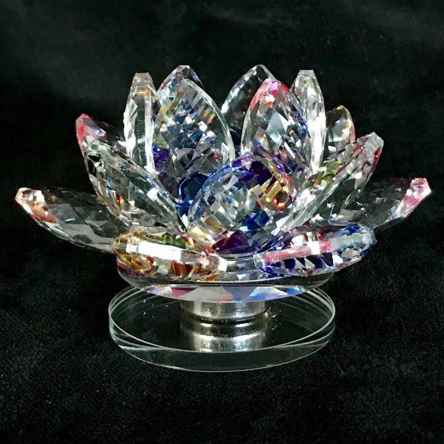 Zhu Kristal lotus bloem op draaischijf luxe top kwaliteit meerdere kleuren 9.5x6x9.5cm handgemaakt Echt ambacht.