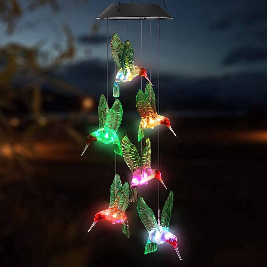 LED Solar kolibrie Windgong Waterdichte Tuinverlichting zonne-energie lamp Sfeervolle solar lantaarn Waterbestendige solar lamp Voor binnen en buiten