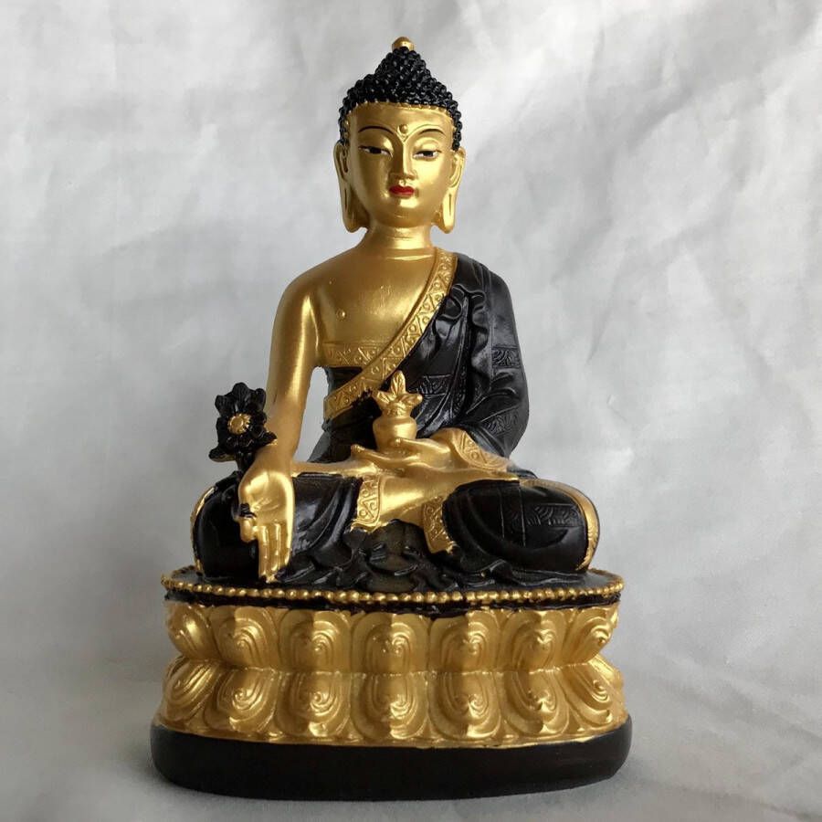 Zhu Medicijn Boeddha beeld Resin gold bruin 8x6x13.5cmhandgemaakt Echt ambacht.