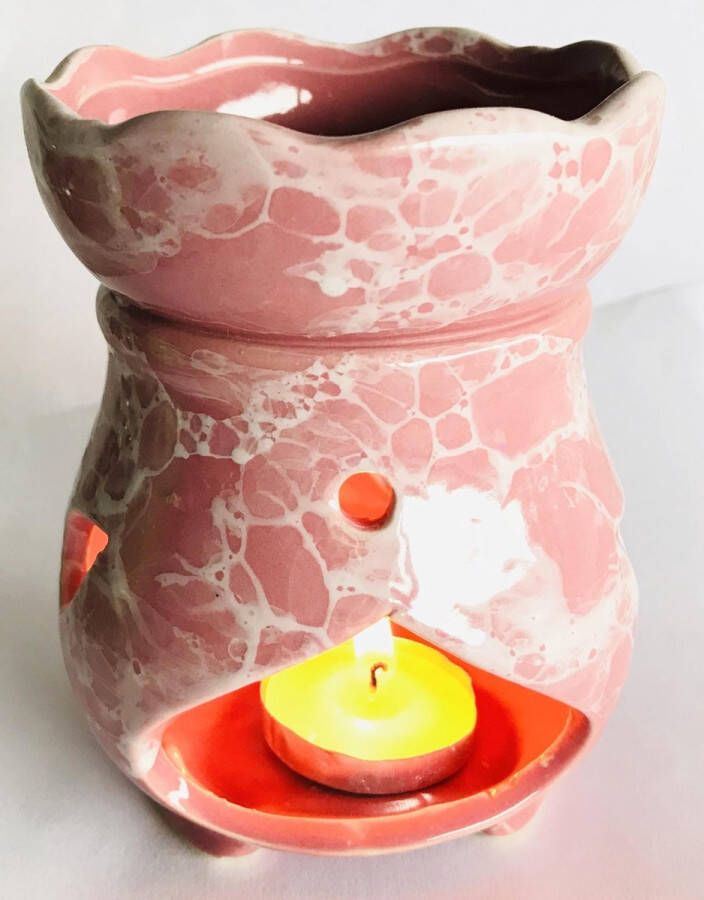 Zhu Oliebrander Roze keramiek 12cm Aromabrander voor geurolie of wax smelt