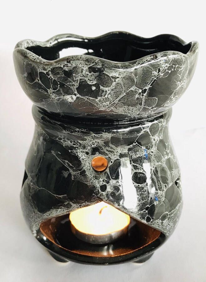 Zhu Oliebrander zwart keramiek 12cm Aromabrander voor geurolie of wax smelt