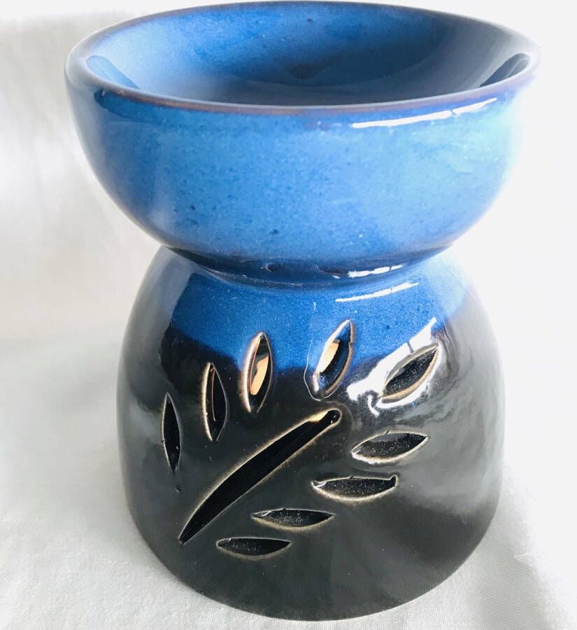 Zhu Oliebrander Zwart blauwe keramiek 10x10x12cm Aromabrander voor geurolie of wax smelt