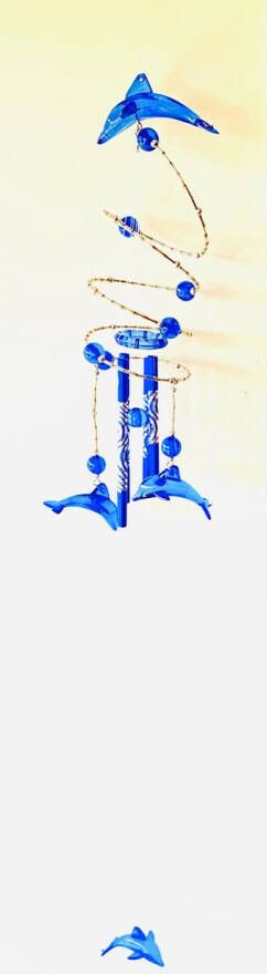 Zhu Windgong 4 dolfijnen blauw windorgel