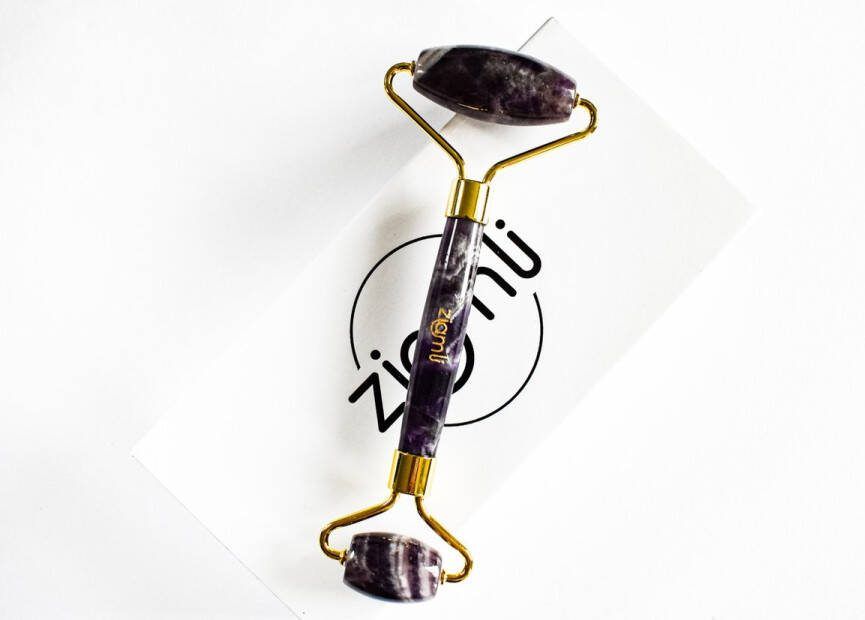 Ziamli gezichtroller (Jade roller) Amethist 100% amethyst Premium kwaliteit Facial roller Amethyst Gezicht massage