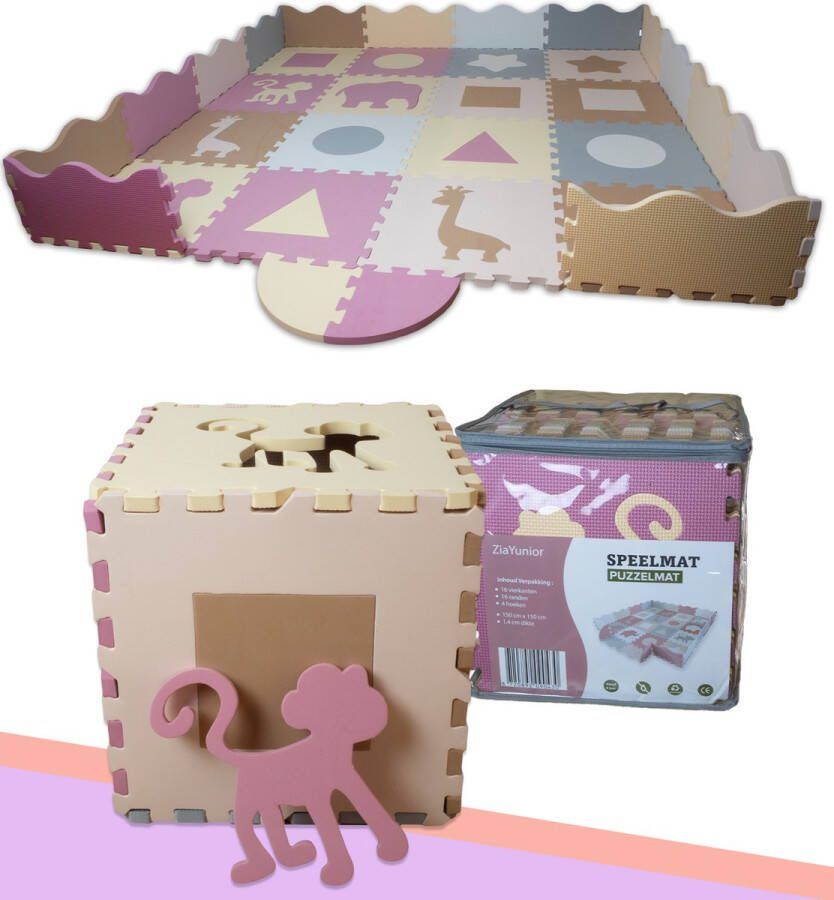 ZiaYunior Speelmat Baby Foam Speelkleed- Puzzelmat 36-Delige Kruipmat Foam Tegels- Roze kleur