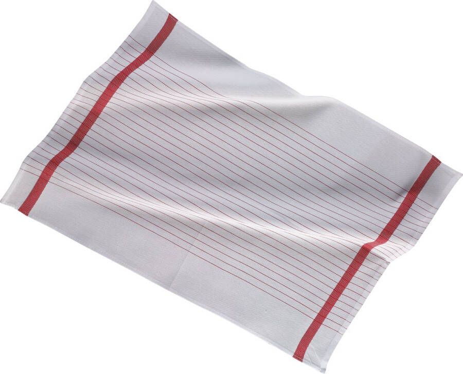 Zic-Zac Keukenhanddoek 50x70cm set3 stripe white center red