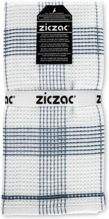 Zic-Zac Keukenhanddoek CULINARY DUO WAFFLE SET 3 50x76 cm blauw
