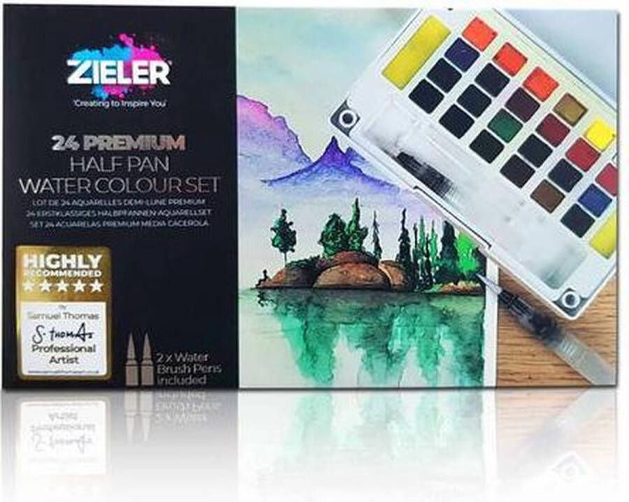 Zieler Premium 24 Half Pan Watercolour Set + Extra'S