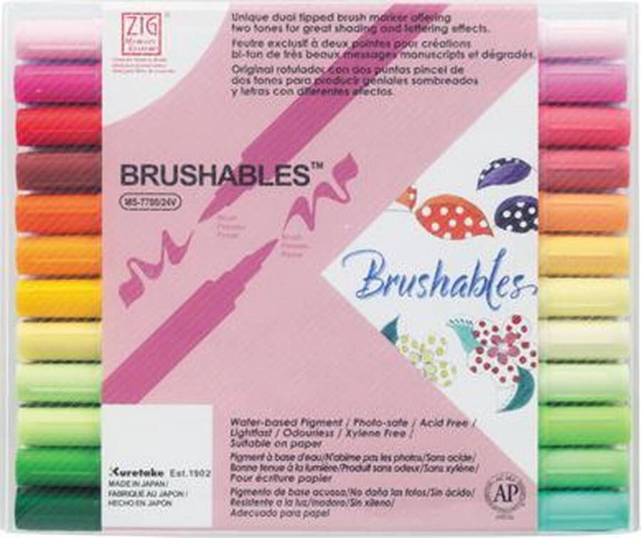 ZIG Brushpennen Brushables set 24 colors