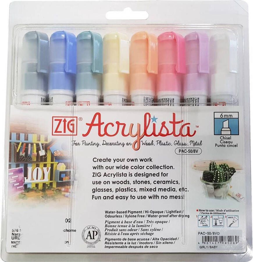 ZIG Kuretake Krijtmarkers krijtstift Acrylista PAC-50 8VC girl baby (set van 8 markers)
