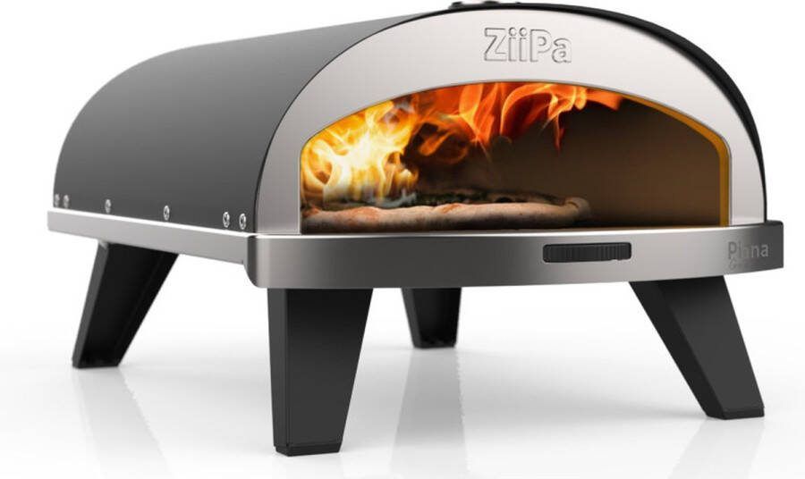 ZiiPa Pizza Oven Piana Gasmodel met Thermometer Leisteen voor ø 30 cm pizza's Roterende pizzasteen