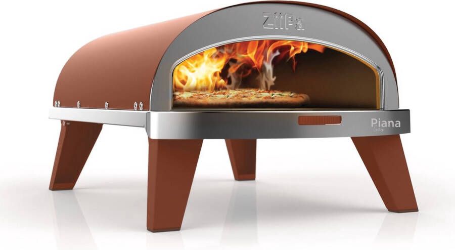 ZiiPa Pizza Oven Piana Gasmodel met Thermometer Terracotta voor ø 30 cm pizza's Roterende pizzasteen