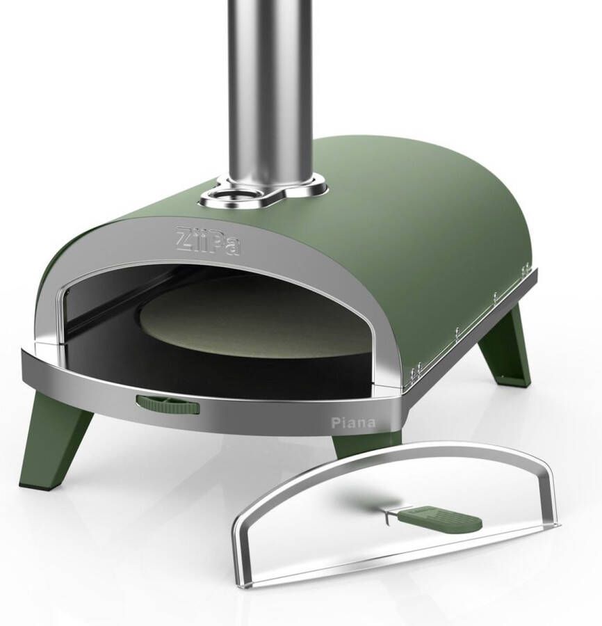 ZiiPa Pizza Oven Piana Houtgestookt met Thermometer Eucalyptus voor ø 30 cm pizza's Roterende pizzasteen