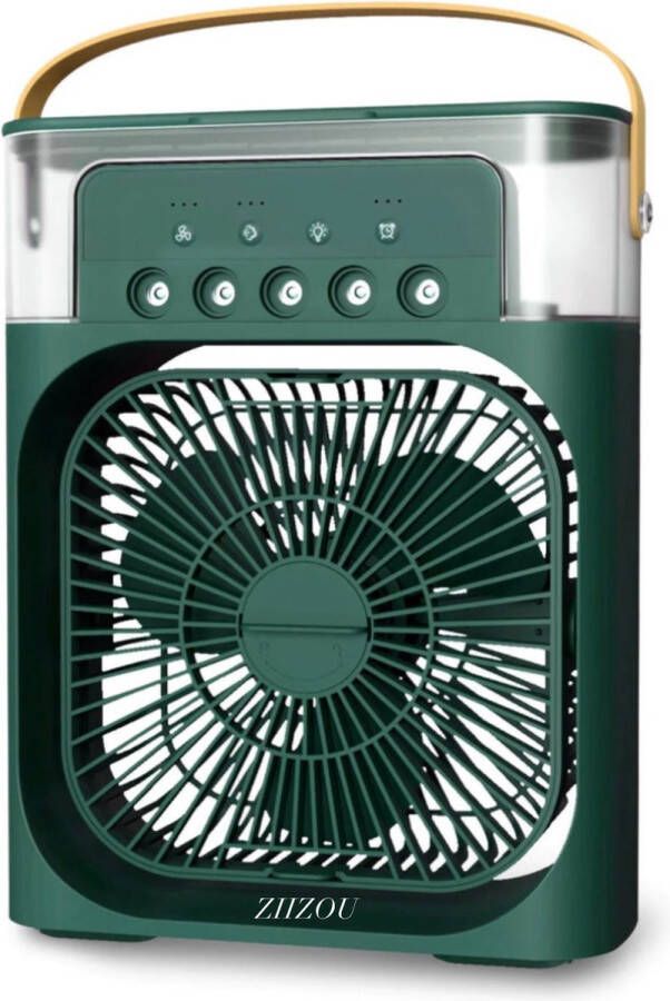 Ziizou Mini Airco Aircooler Luchtkoeler Airconditioning Tafel Ventilator Luchtbevochtiger 600ml Luchtverfrisser Aroma Diffuser Groen Voor maar €39.99!