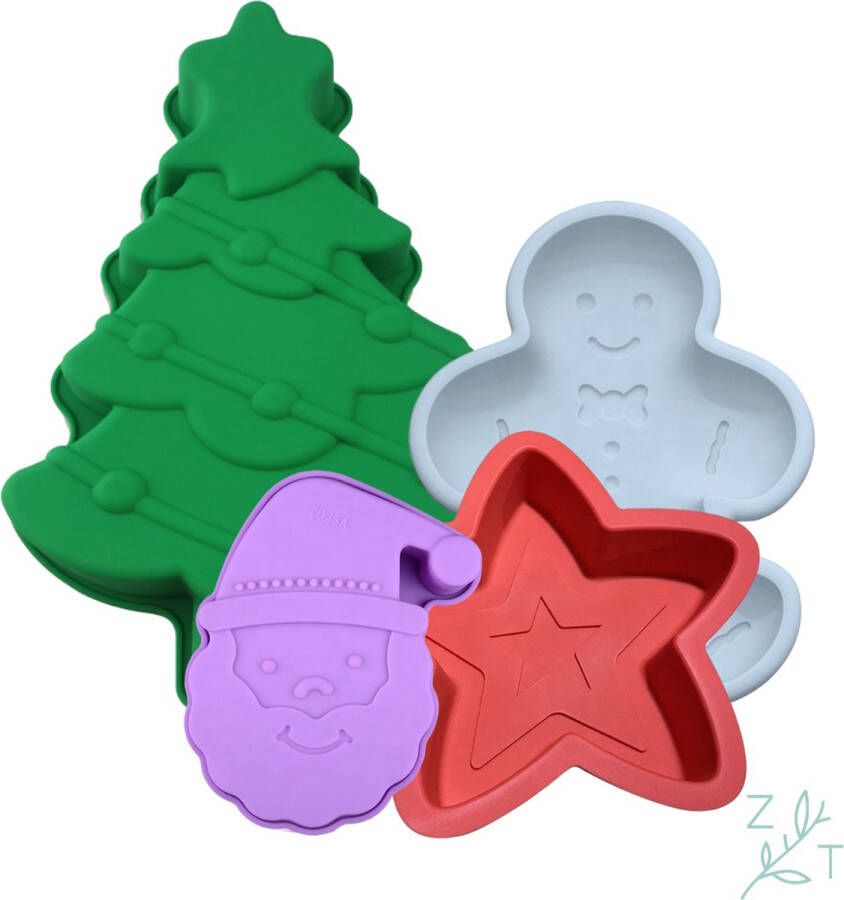 ZijTak Kerst bakset Bakgerei set Kerstman Kerstboom Ster Gingerbread mannetje Silicone Kerstbakset Christmas Peperkoek Taart Ijstaart Gebak Cake