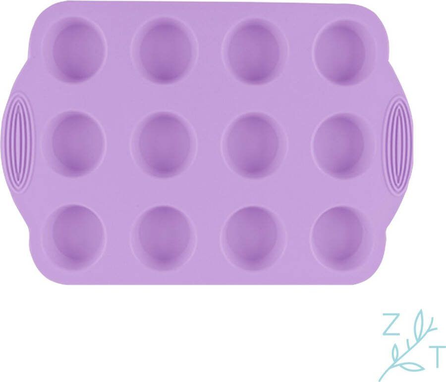 ZijTak Mini muffin bakvorm 12st Cupcakevorm Anti-kleef Siliconen paars
