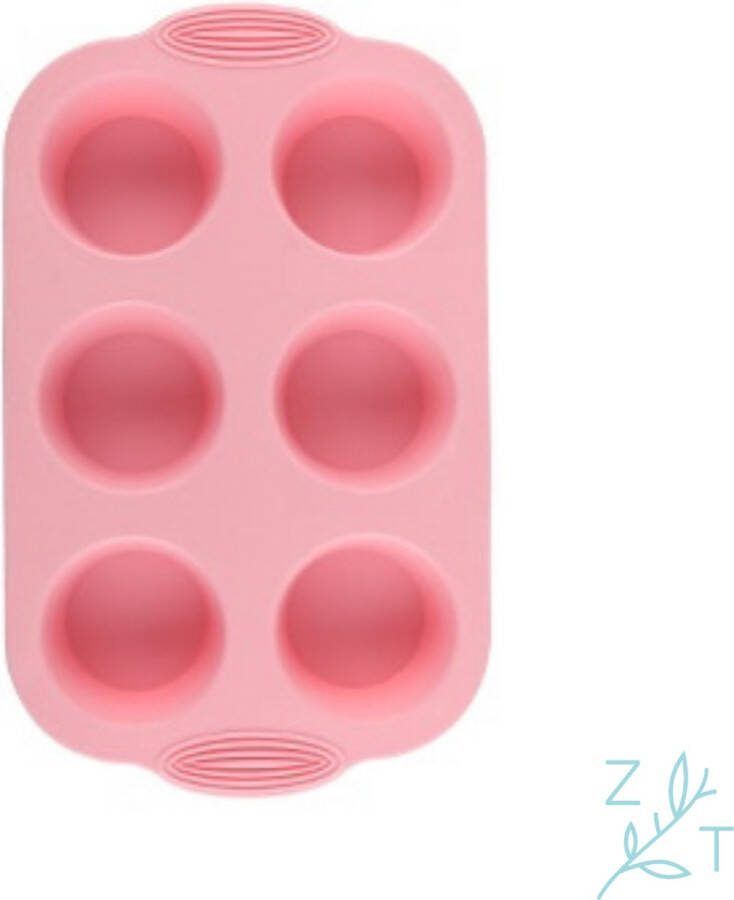ZijTak Muffin bakvorm 6st Cupcakevorm Anti-kleef Siliconen roze