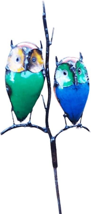 Zimba Arts Floz Design tuinsteker uil uilenbeeld tuinprikker gerecycled metaal fairtrade