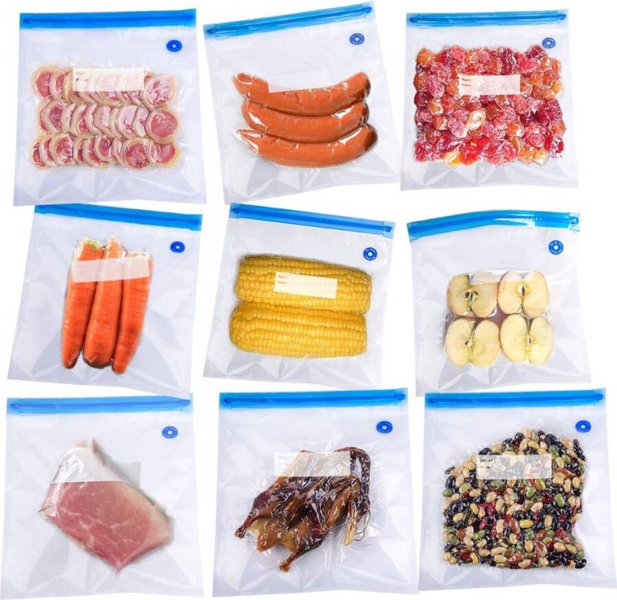 Ziva Hersluitbare vacuumzakken 22 x ​​21cm (25 stuks) Ziploc Hersluitbaar Met ventiel BPA Vrij Ziplock Geschikt voor sous vide Compatible met Foodsaver en Caso Gripzak Voedselveilig Herbruikbaar Transparant Hoge Kwaliteit