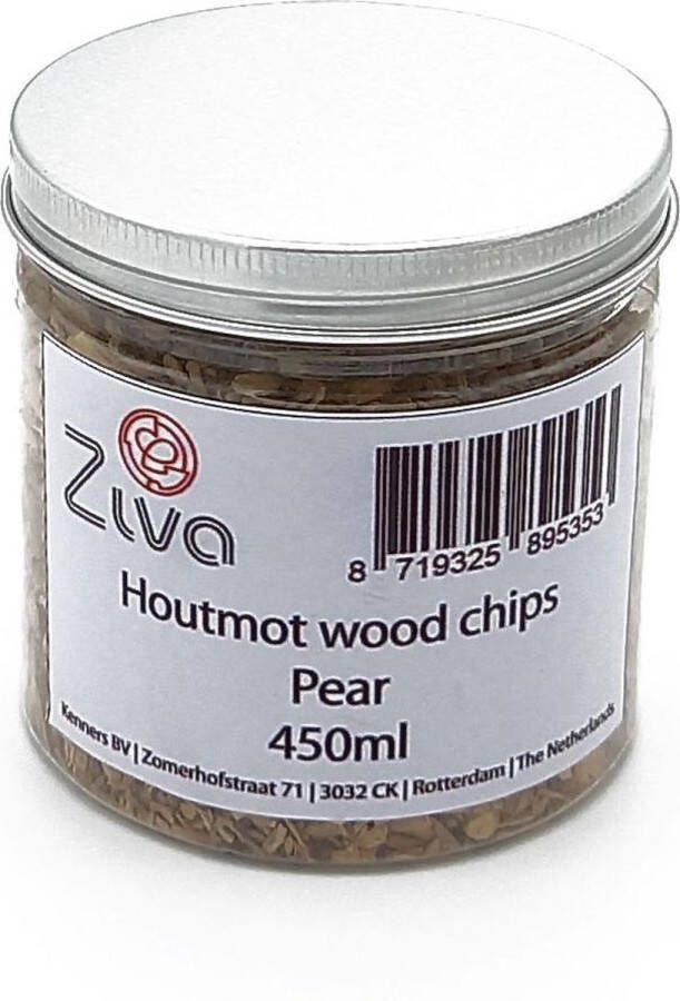 Ziva houtmot wood chips Peer Pear 450ml Rooksnippers rookchips rookhout rookoven barbecue BBQ Wood smoking chips Sterke rooksmaak Strong smoke flavour rookmot Hout voor rookgenerator Rookmeel Wood for Cold Smoke Generator