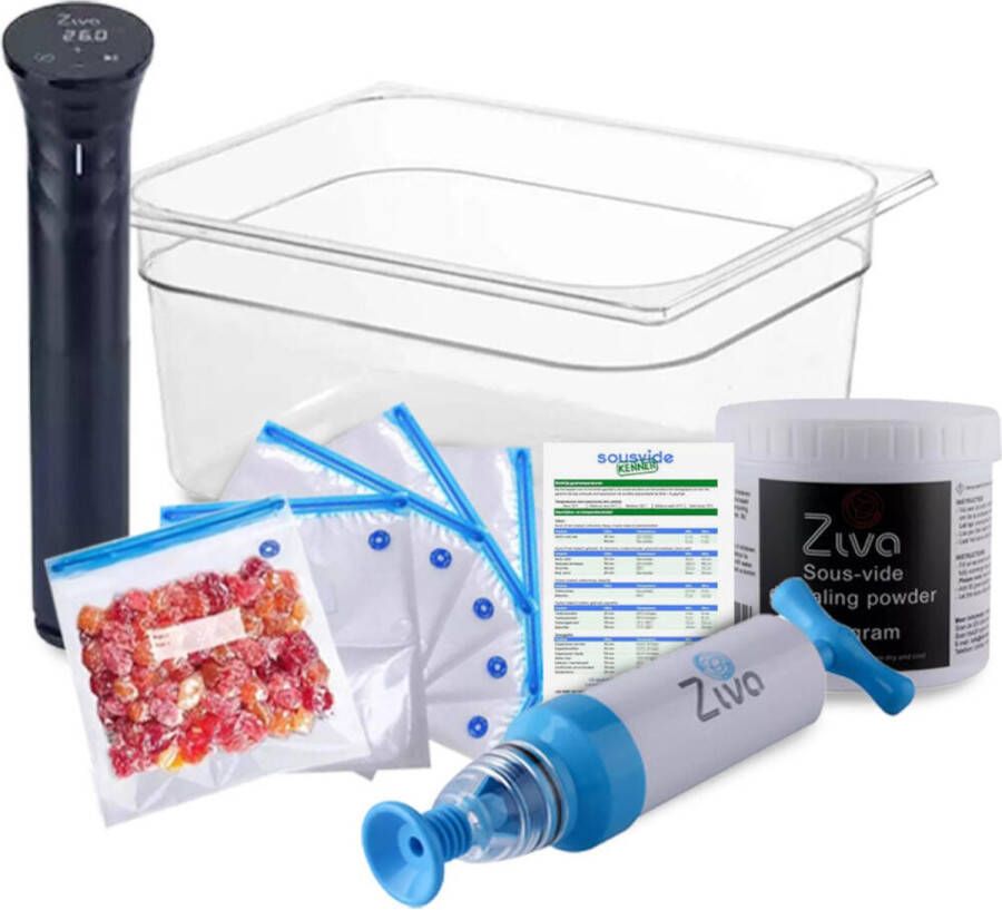 Ziva Pakket Savant + Handvacuümpomp + Sous-Vide Waterbak + Ziploc Zakken