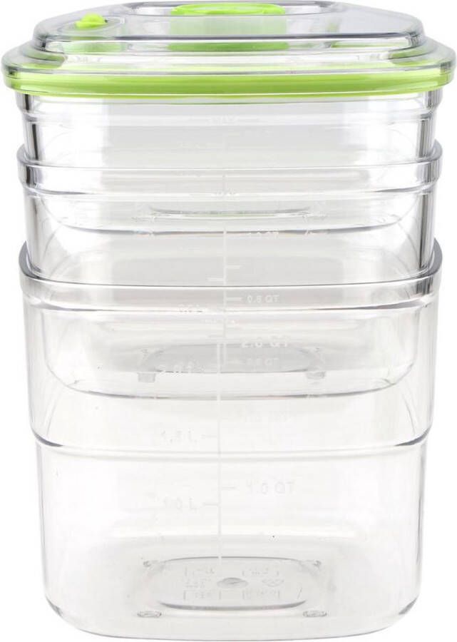 Ziva Vacuüm Vershouddoos Medium (1 4 liter) BPA Vrij Vershoudbakjes Meal Prep Bakjes Lunchbox Diepvriesbakjes Vershouddoos Vershoudbakjes Set Plastic Bakjes Luchtdicht Voedselcontainer Lunchbox 3x langer vers dankzij vacuum