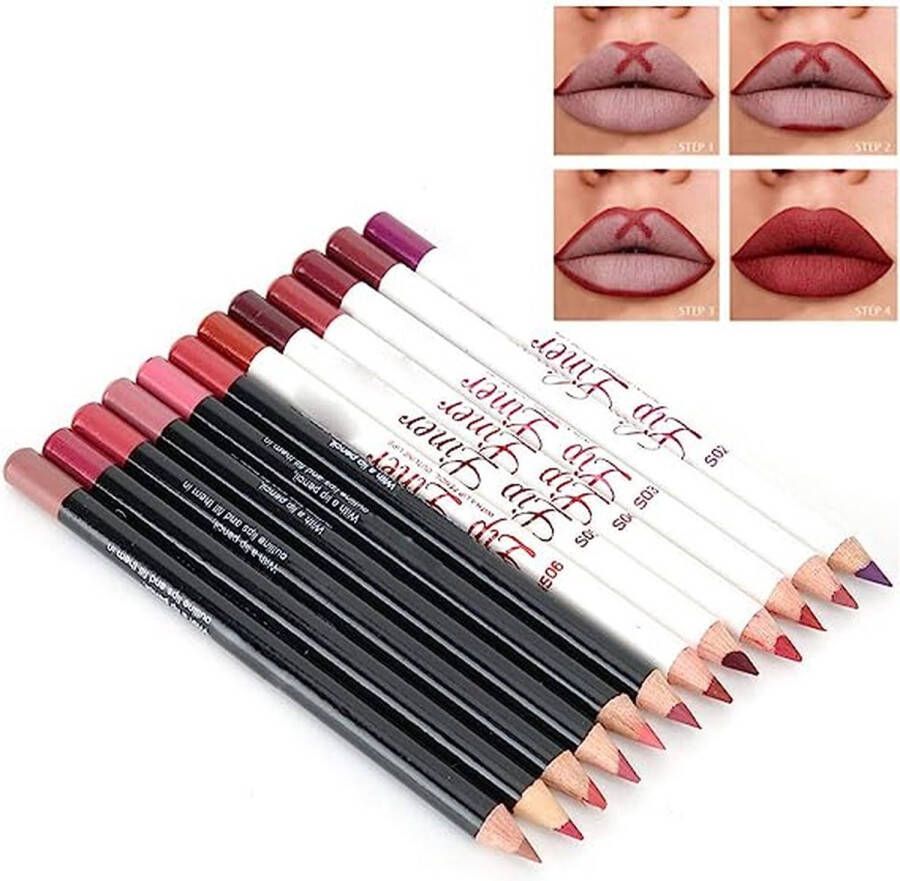 ZJchao 12 kleuren set Matte Lip Liner Waterproof Langdurige Matte Lipstick Sexy Lip Liner Potlood Make-up Cosmetische Schoonheid